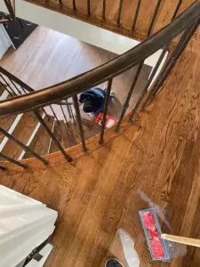 A beautiful stairs getting cleaned up